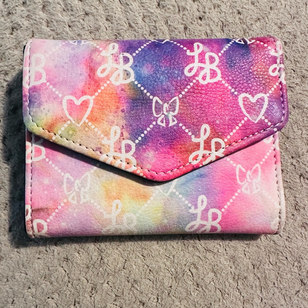 BETSY JOHNSON Colorful Watercolor Pattern Wallet with Heart Motif